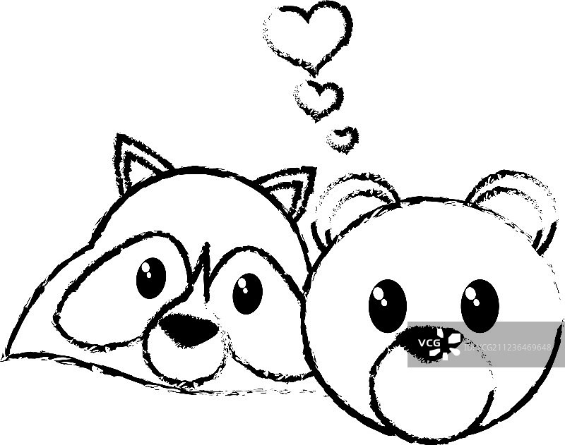 熊和浣熊卡通设计图片素材