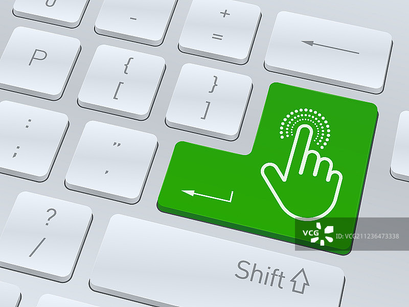 在白色电脑键盘上手部点击符号图片素材