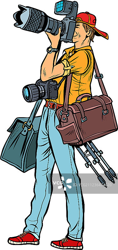 带相机的专业摄影师图片素材