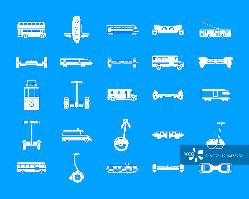 城市交通蓝色图标集图片素材