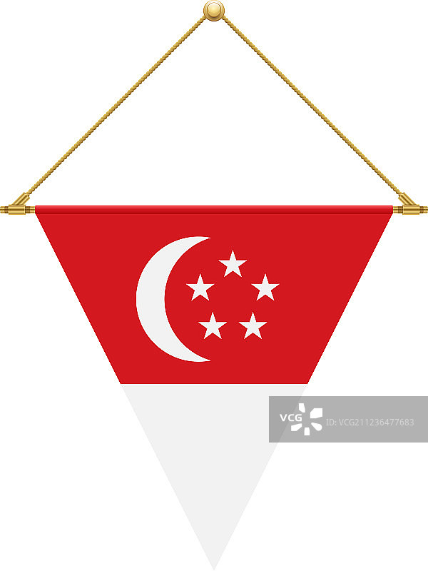 悬挂的新加坡三角形旗帜图片素材