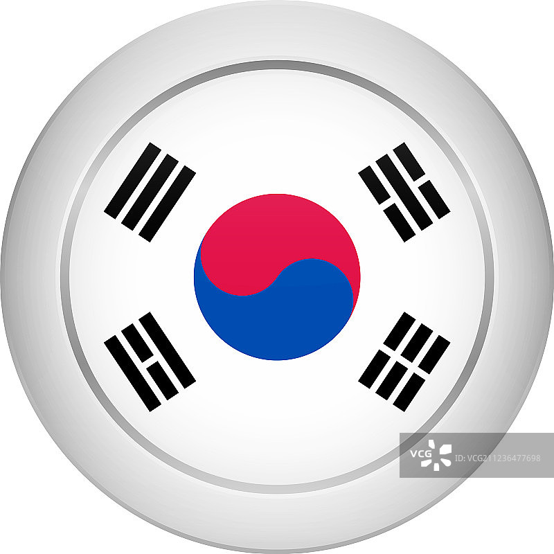 圆形按钮上的韩国国旗图片素材