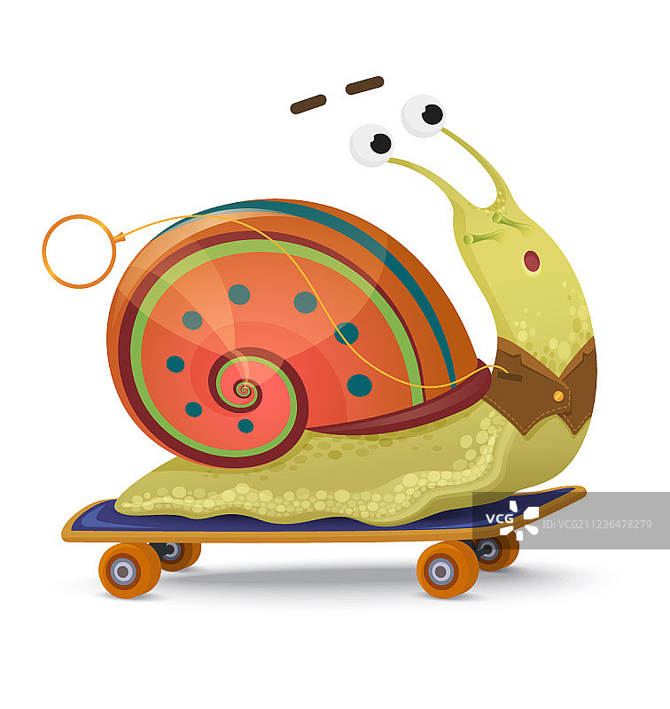 可爱卡通滑板蜗牛图片素材