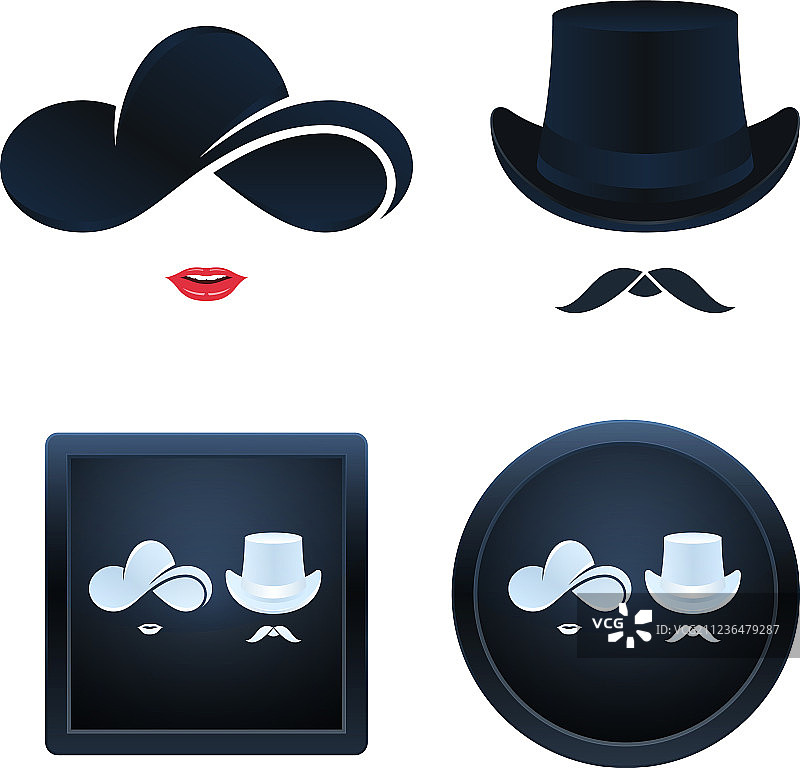 女士和男士图标集（隔离）图片素材