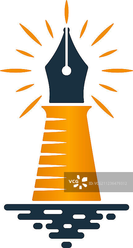 灯塔和钢笔标志设计图片素材