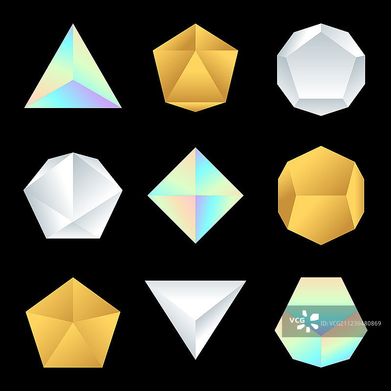 发光柏拉图立体套装图片素材