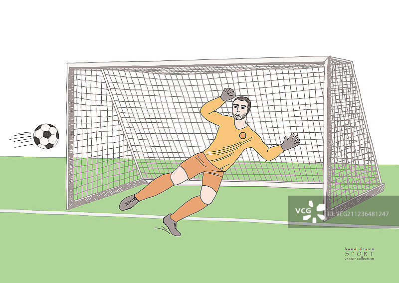 守门员跳跃接足球图片素材