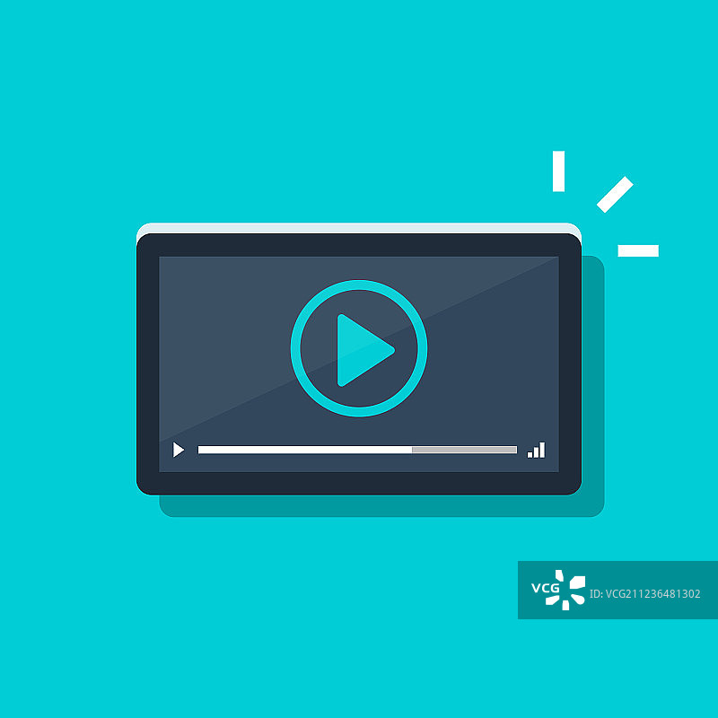 平板或手机屏幕上的视频播放器图标图片素材