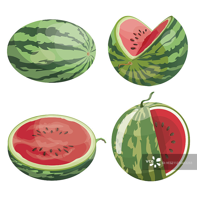 一组西瓜块的集合图片素材