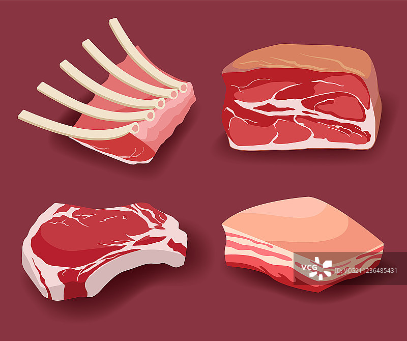 新鲜肉类图标集图片素材