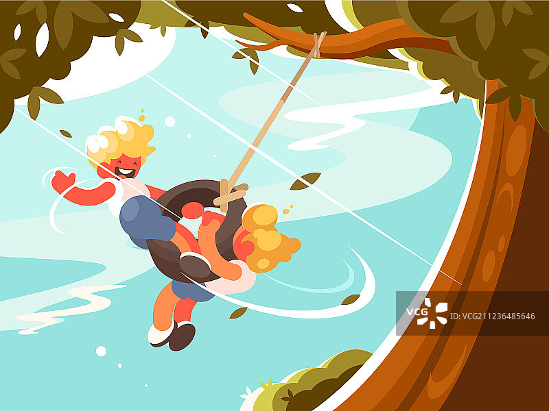 儿童轮胎秋千图片素材