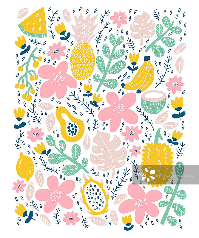 异域风情热带水果卡片图片素材