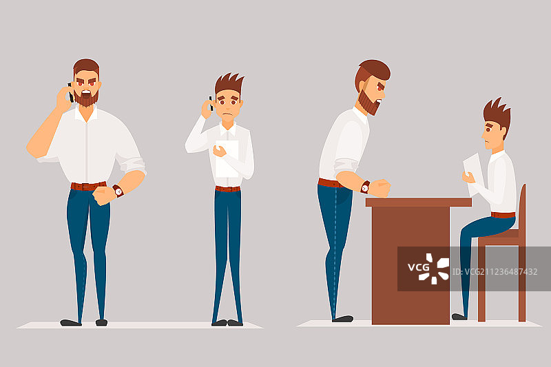 卡通愤怒的男人训斥图片素材