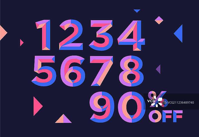 彩色多边形三角形数字字母图片素材
