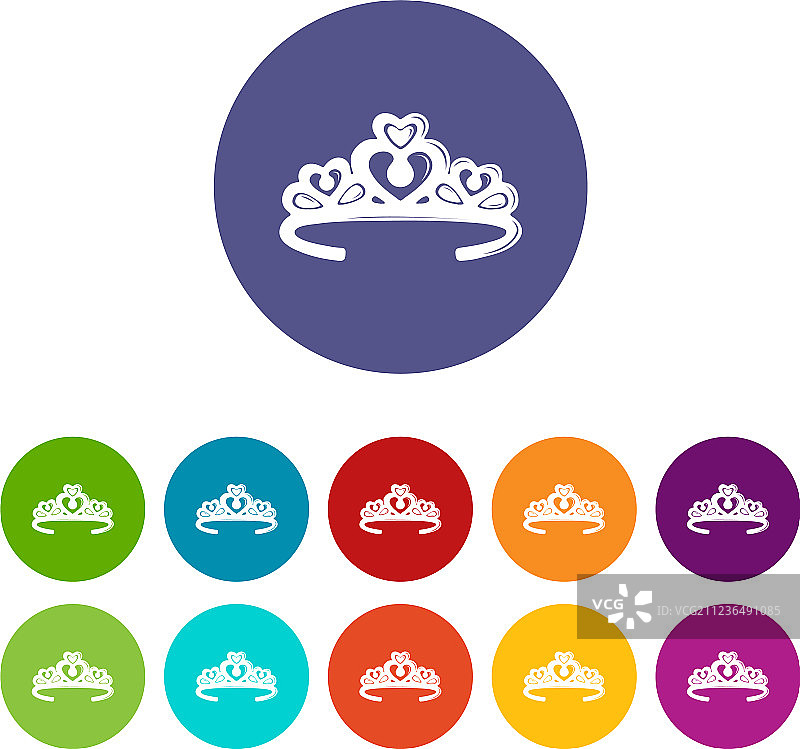 头饰皇冠图标彩色套装图片素材