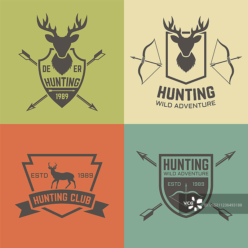 狩猎俱乐部复古标志合集图片素材