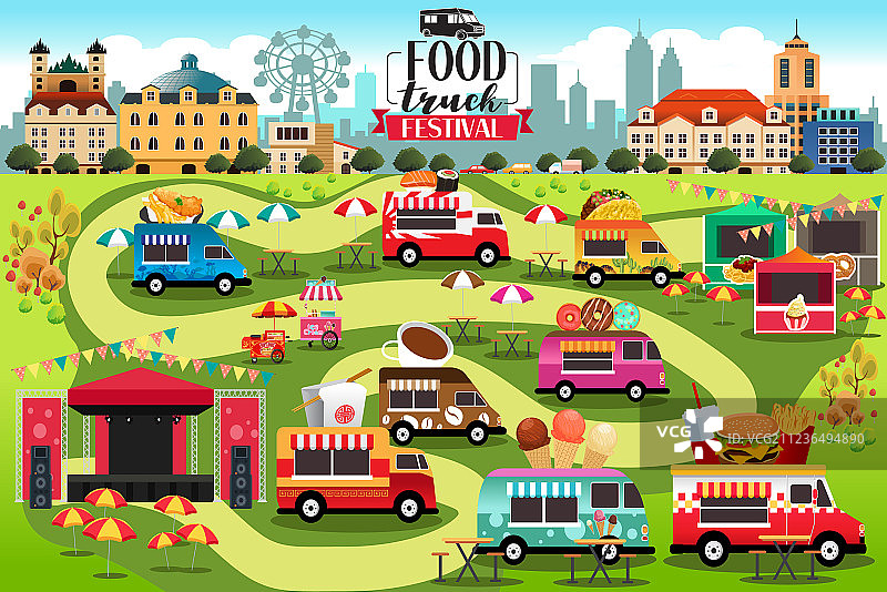 餐车美食节地图图片素材