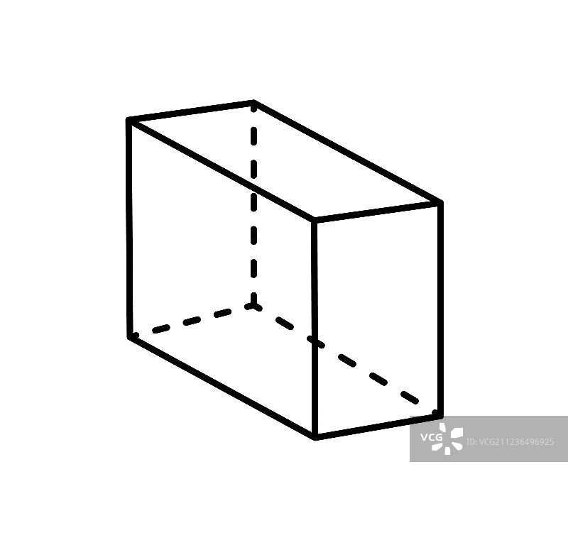 长方体黑色几何形状投影虚线图片素材