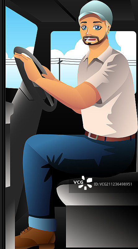 卡车司机在车内图片素材