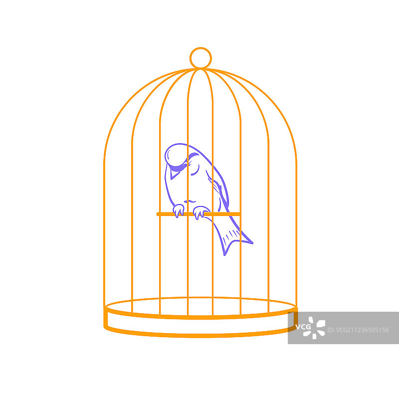笼中鸟线性风格图片素材