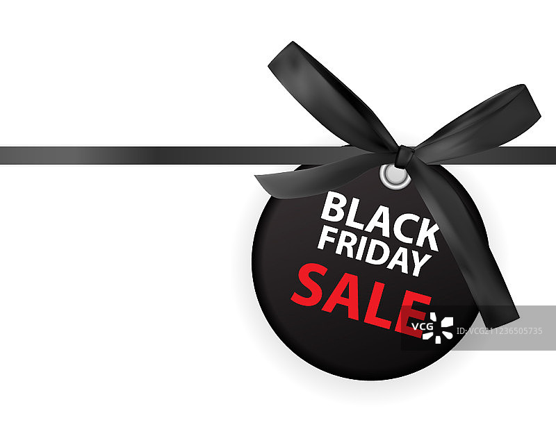 带蝴蝶结和丝带的黑色星期五促销标签图片素材