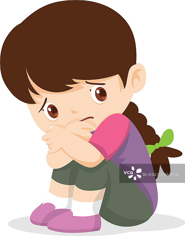 独自坐着的悲伤女孩图片素材