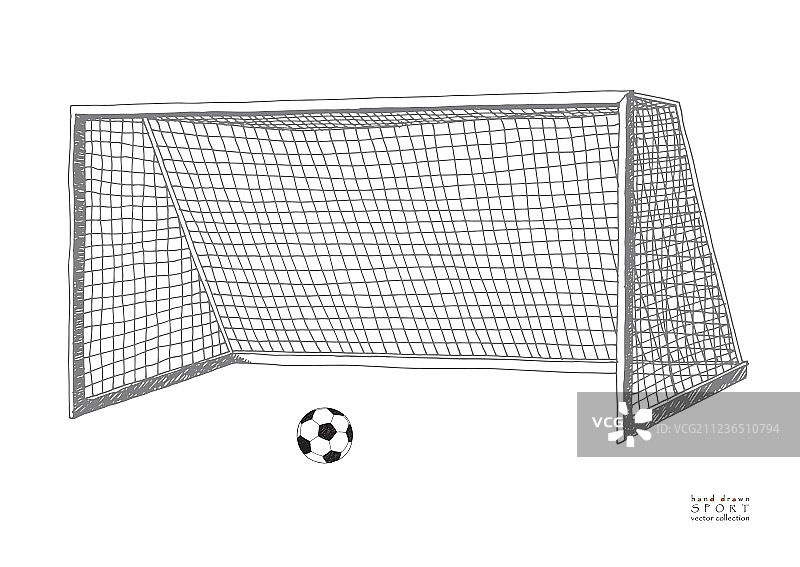 足球球门与足球比赛装备手绘素材图片素材