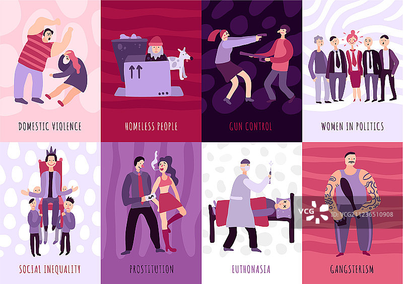 社会问题卡片套装图片素材
