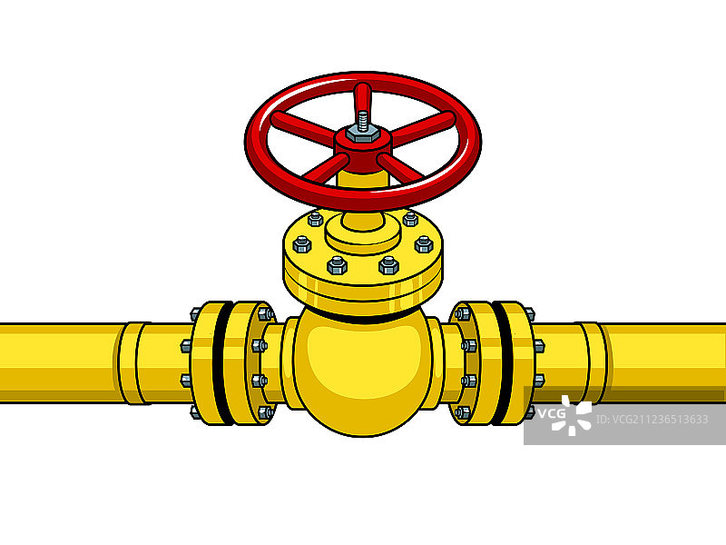 带有红色阀门的黄色煤气管道波普艺术图片素材