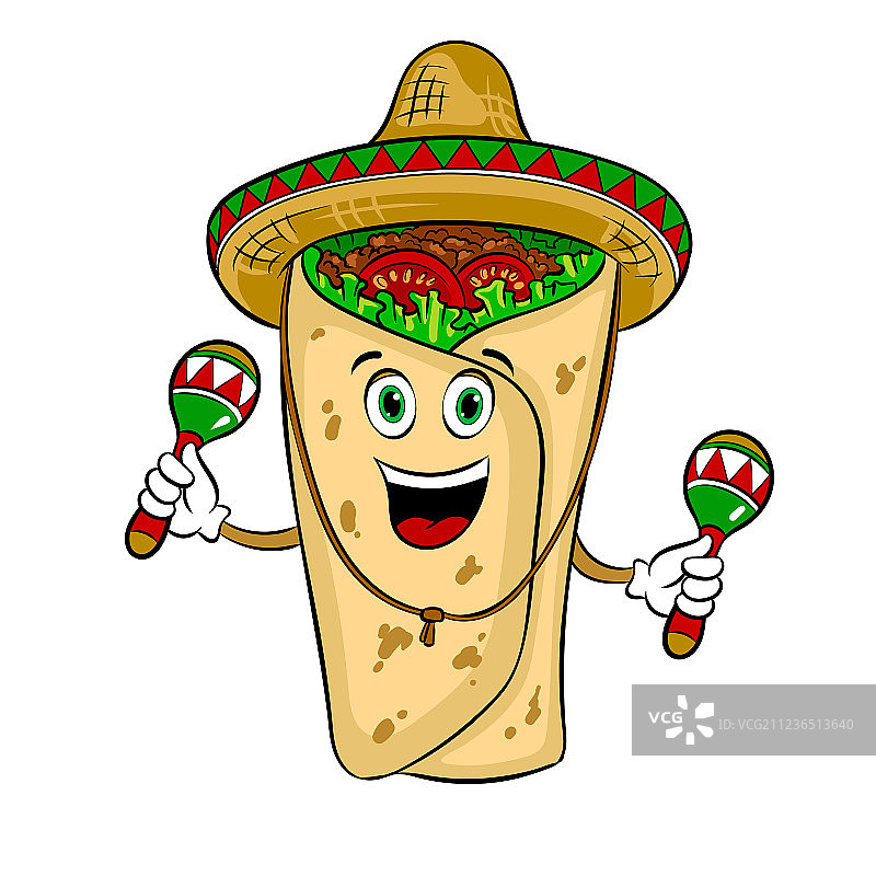 墨西哥卷饼和沙槌波普艺术图片素材