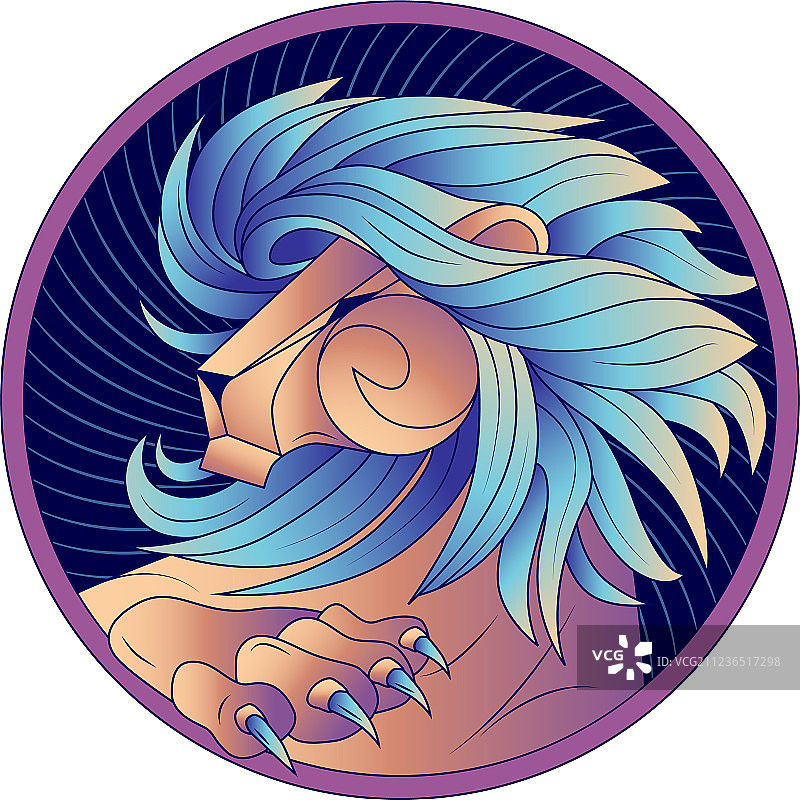 蓝色狮子座星座运势标志图片素材