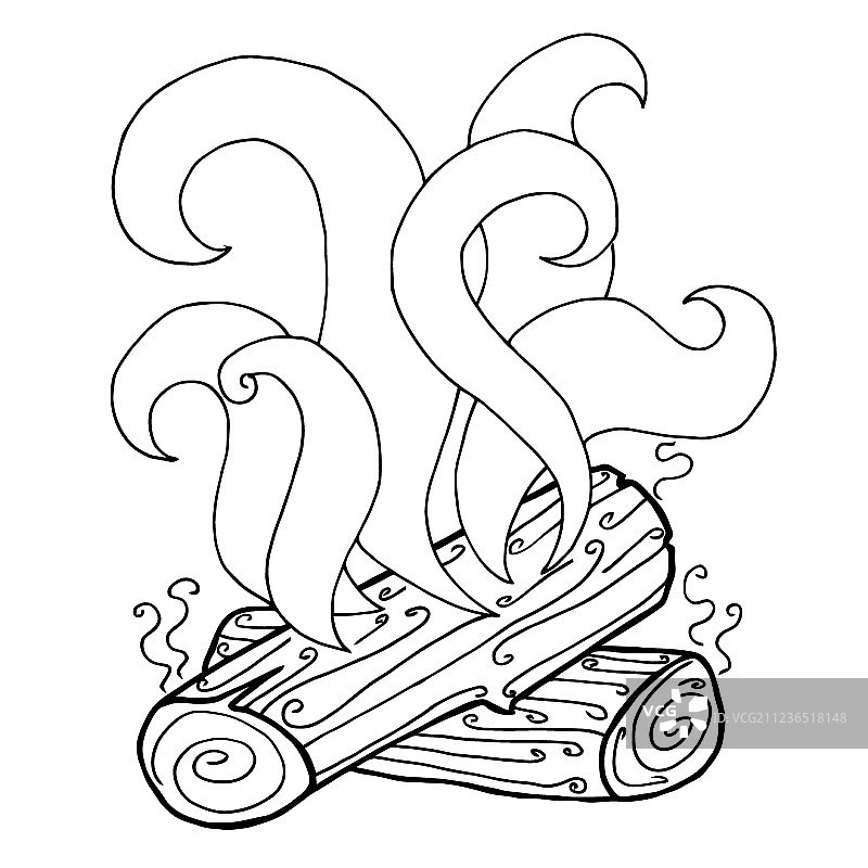 篝火主题涂色本图片素材