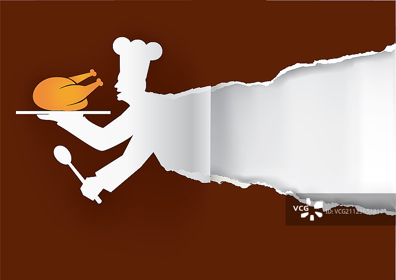 带有鸡肉的厨师剪纸图片素材