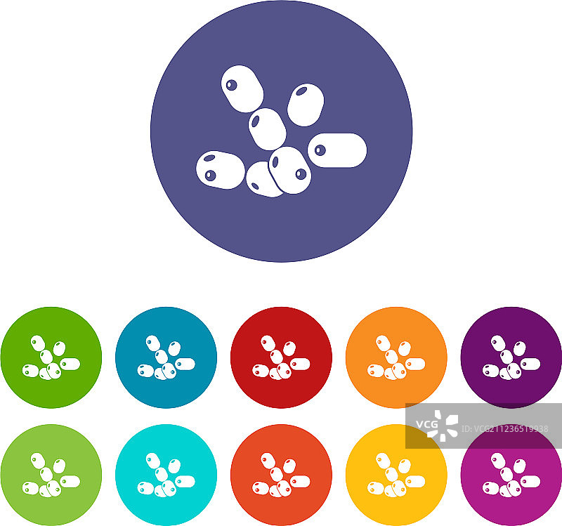 球菌杆菌彩色图标集图片素材
