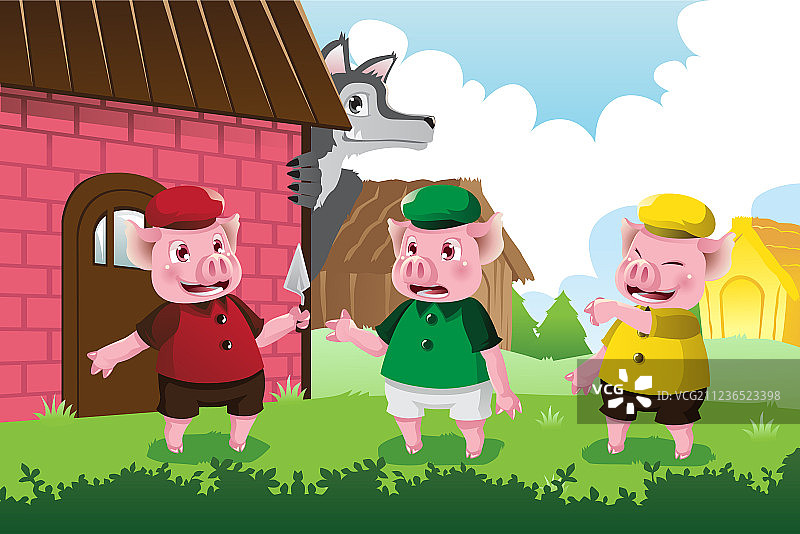 狼和三只小猪图片素材