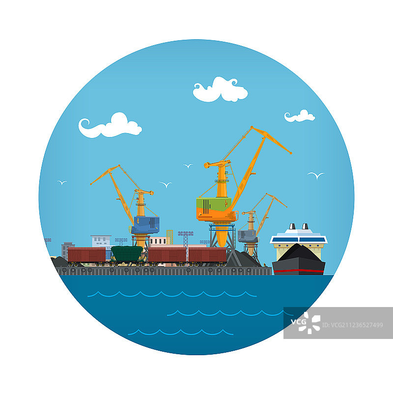 港口仓库和起重机图片素材