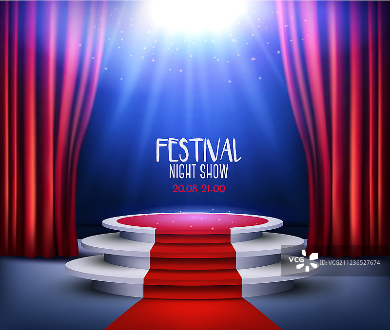 带有红地毯的展示厅背景图片素材