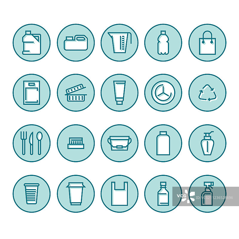 一次性塑料餐具线条图标图片素材