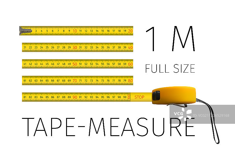 黄色卷尺1米实物大小图片素材