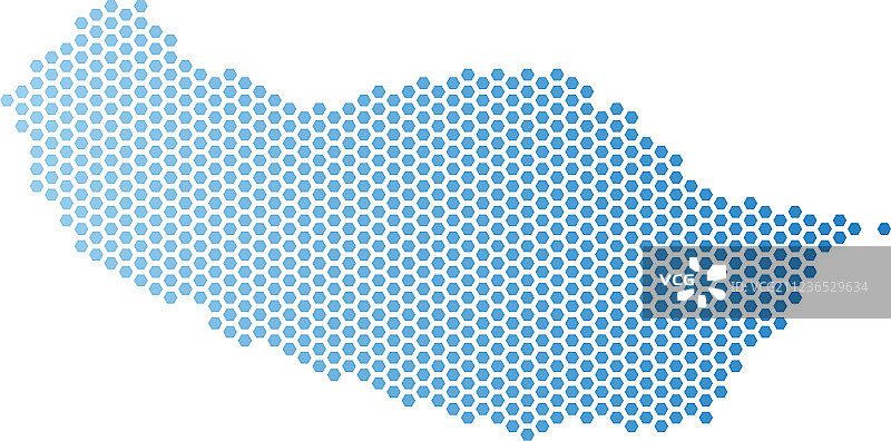 葡萄牙马德拉岛六边形马赛克地图图片素材