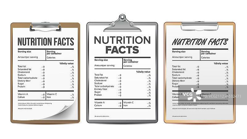 空白的营养成分表模板图片素材