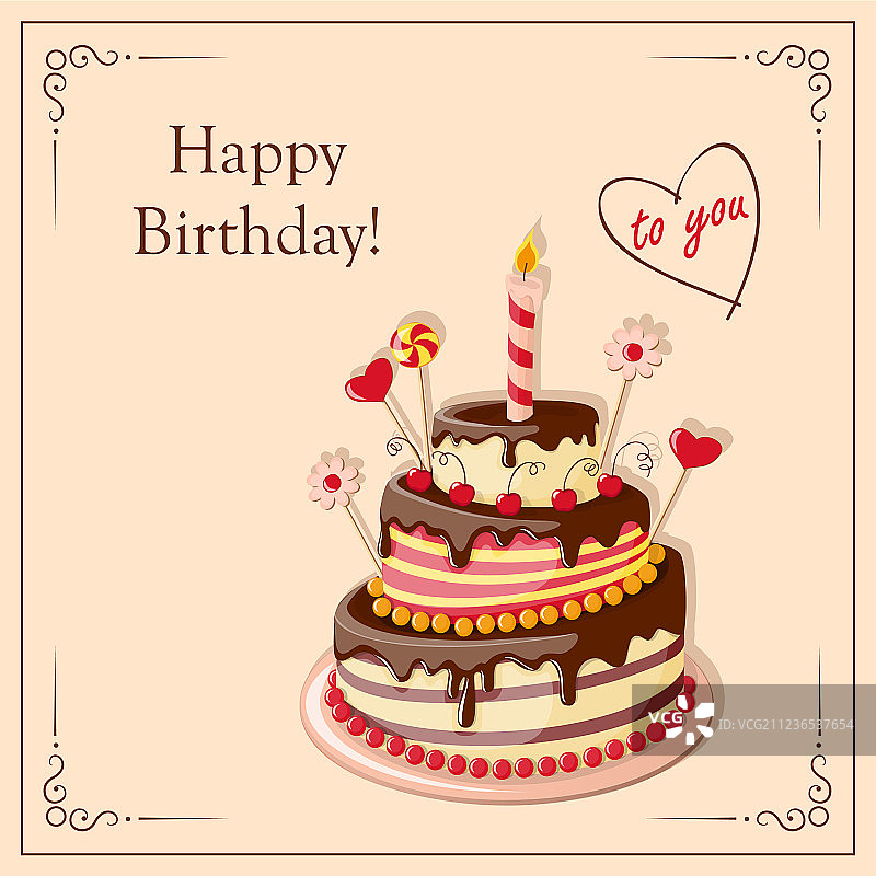 生日蛋糕贺卡图片素材