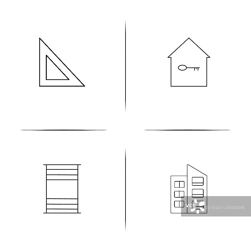 建筑和建筑简单的线性图标图片素材