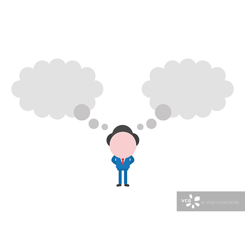 带有两个想法泡泡的商人图片素材