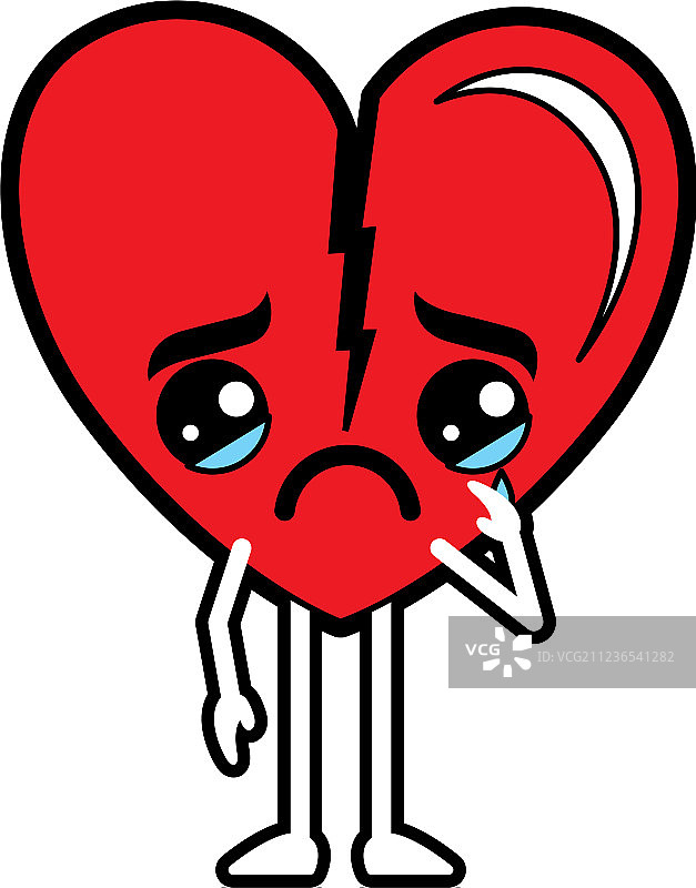 心形爱心破碎的可爱卡通形象图片素材