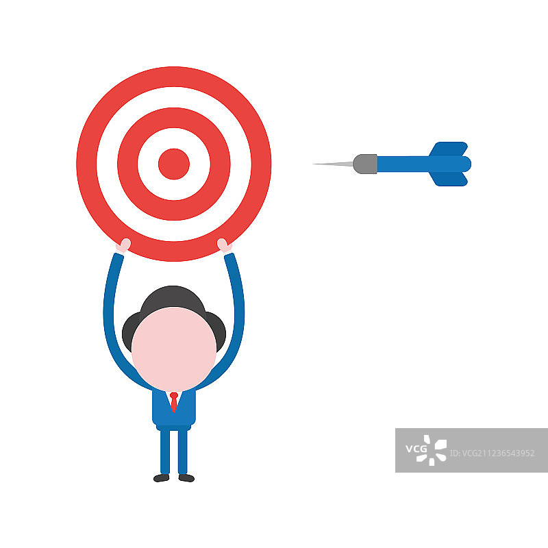 商人角色举起带箭靶的靶心图片素材