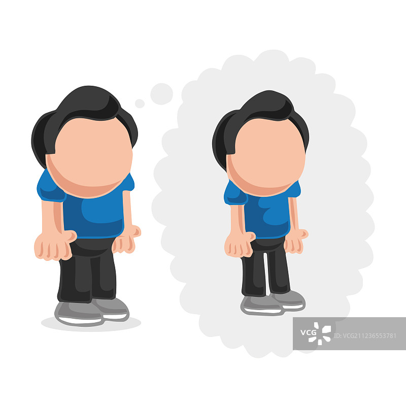 手绘胖男人站立梦想卡通图片素材