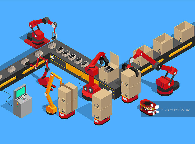 蓝色背景上的抽象生产线图片素材