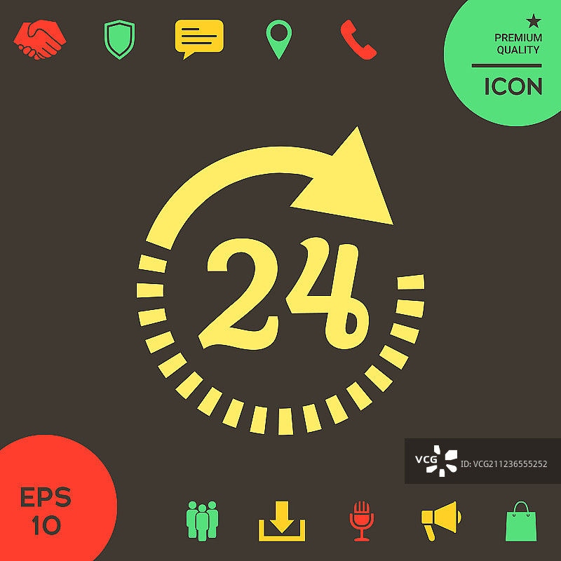 二十四小时开放符号图标开放时间图片素材