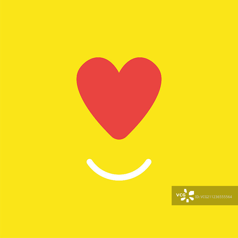 红色爱心笑脸图标概念图片素材